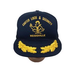 Vintage Blue Foam Security Hat Embroidered Logo Mesh Back SnapBack Trucker Cap‎